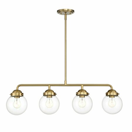 DESIGNERS FOUNTAIN Knoll 60 Watt 4 Light Brushed Gold Pendant with Clear Glass Shades 95938-BG